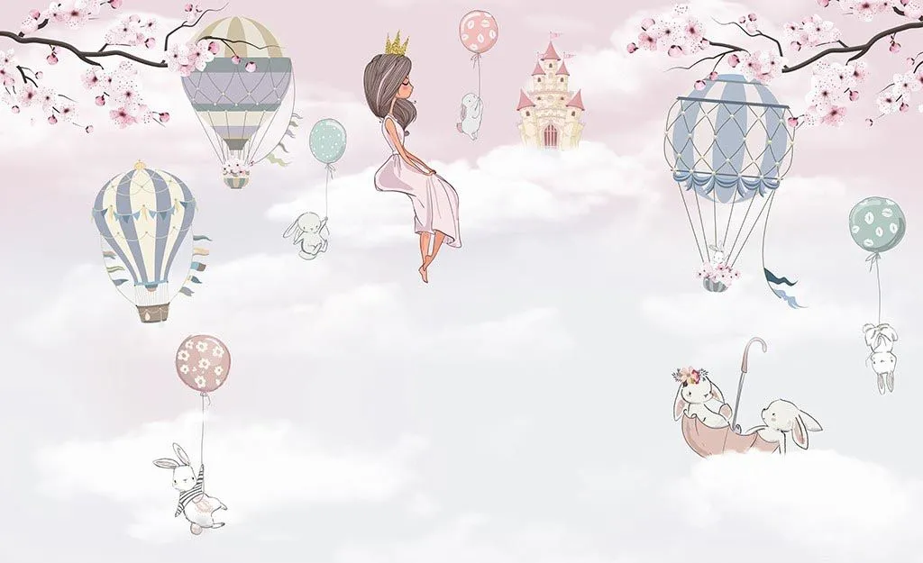 Фотообои в интерьере принцесса на облачке в детскую  12-1569 фото