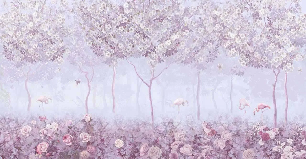 Фотообои в интерьере сиреневый сад  13-124 фото