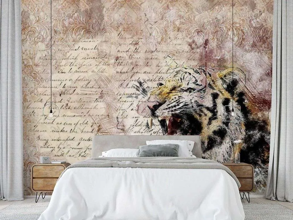 Фотообои в интерьере рёв тигра  17-4347 фото