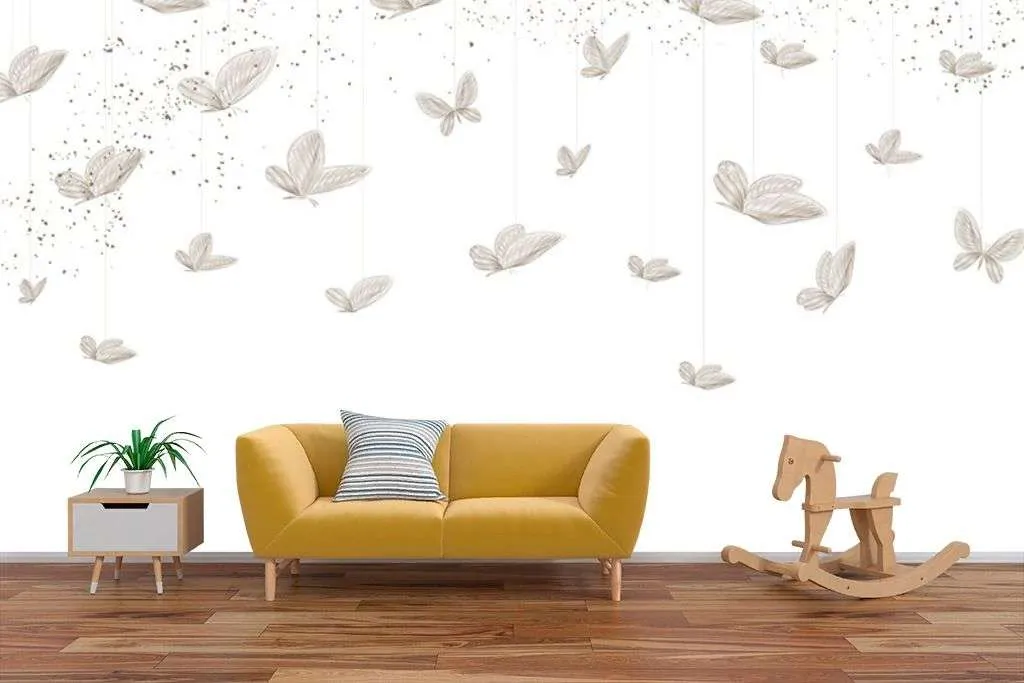 Фотообои в интерьере бабочки серые  9-2100 фото