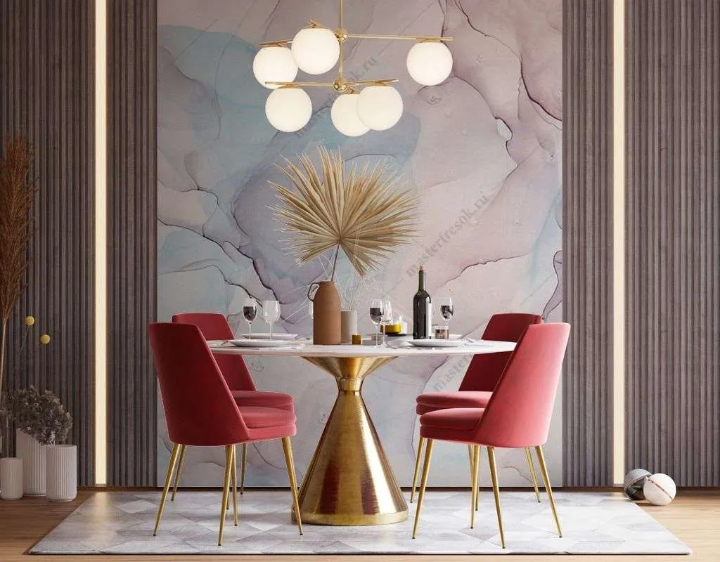 Фотообои в интерьере розовая акварель флюид  9-1500 фото