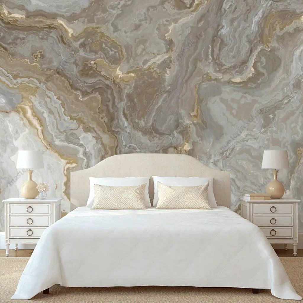 Фотообои Флюид арт серый мрамор золото  9-1012