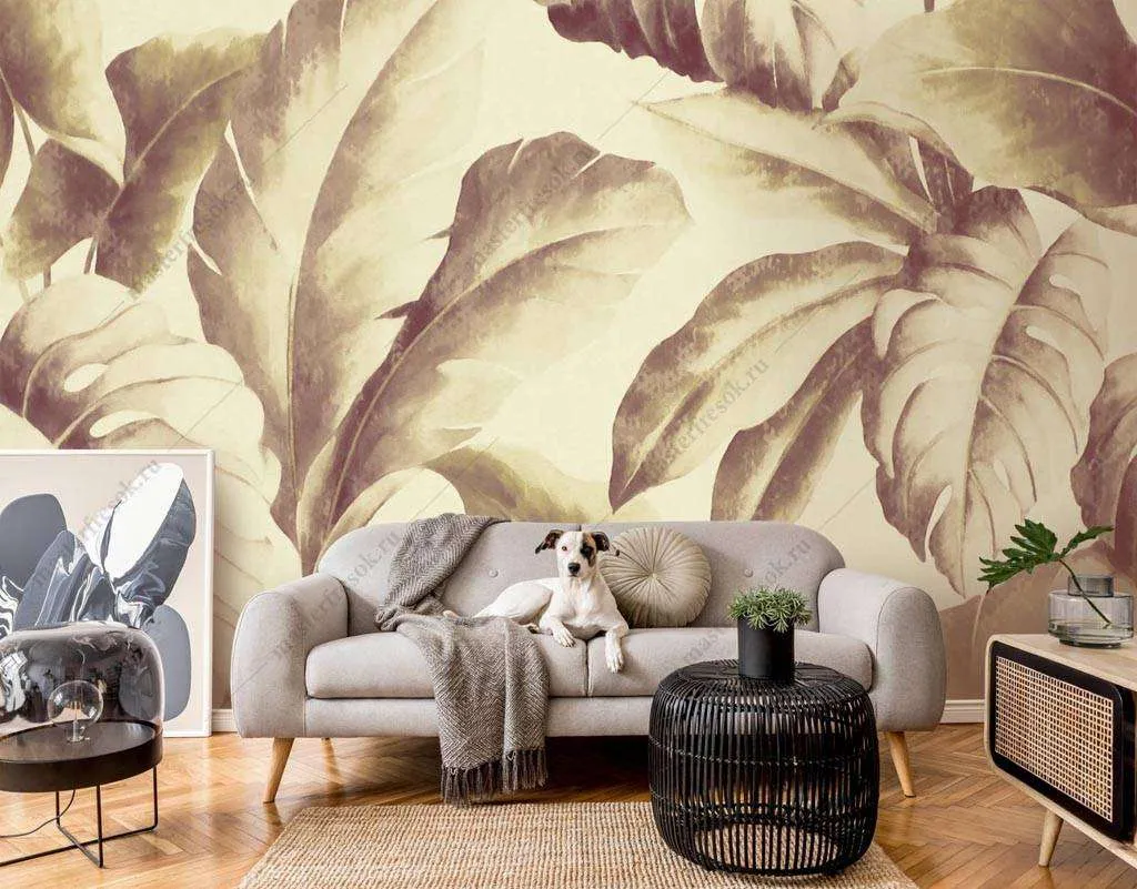 Фотообои в интерьере листья фоновые  9-1277 фото