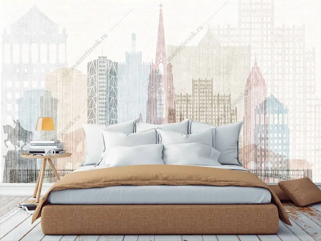 Фотообои в интерьере иллюстрация города  15-864 фото