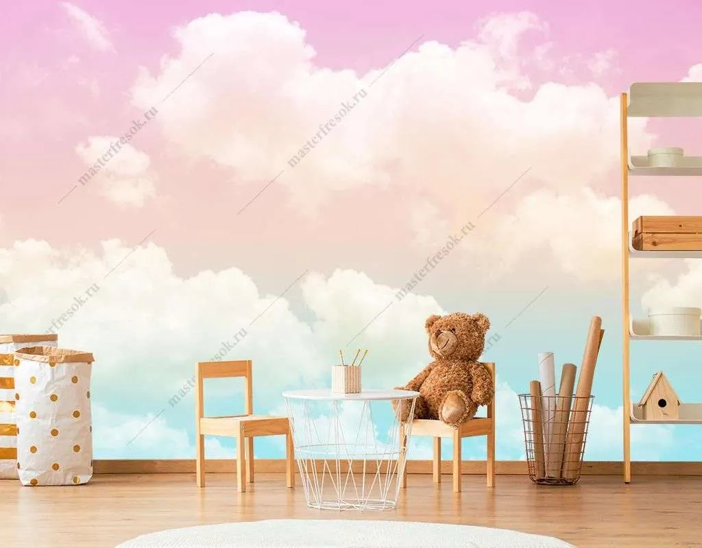 Фотообои в интерьере облака радужные  14-455 фото