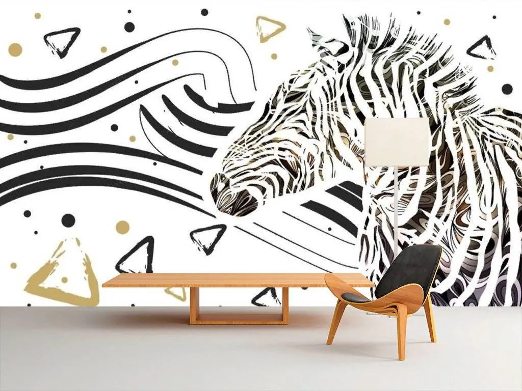 Фотообои в интерьере золотая зебра  15-713 фото