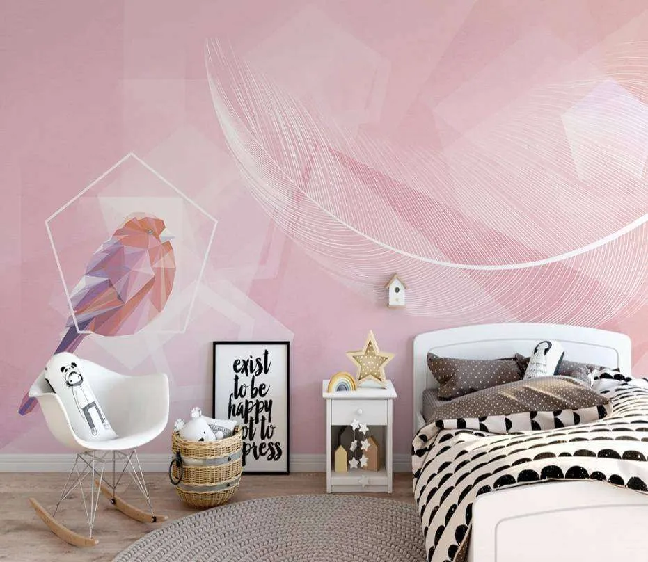 Фотообои в интерьере детские абстракция розовая  15-361 фото