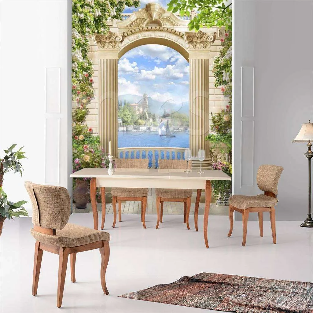 Фотообои Арка с видом на море и облака  7-096