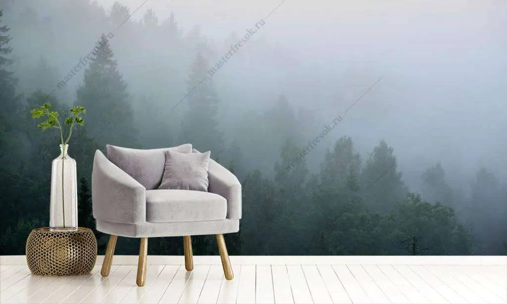 Фотообои в интерьере рассвет в тумане  9-1166 фото