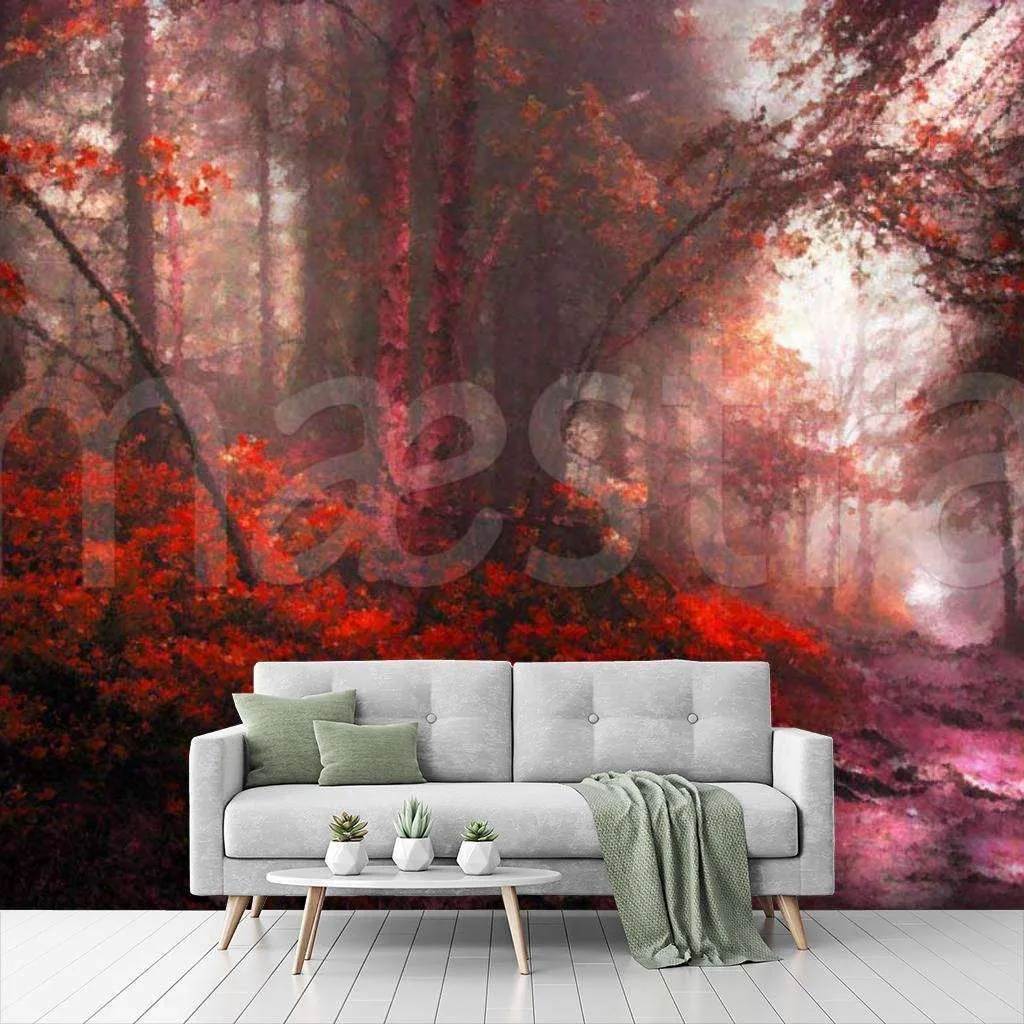 Фотообои в интерьере лес ночью  6-098 фото