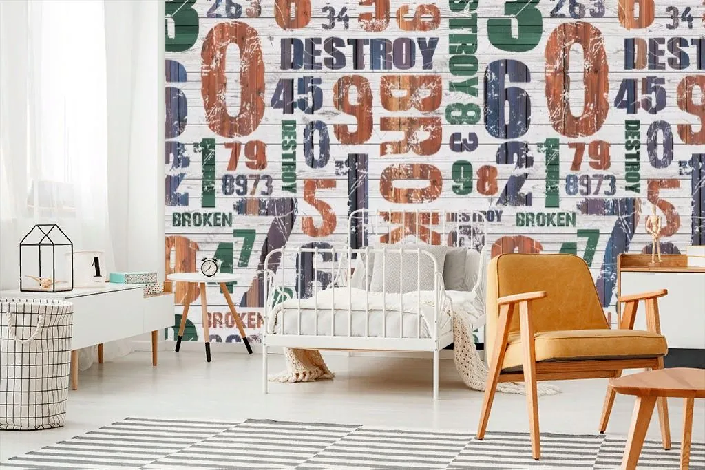 Фотообои в интерьере абстракция в цифрах  14-331 фото