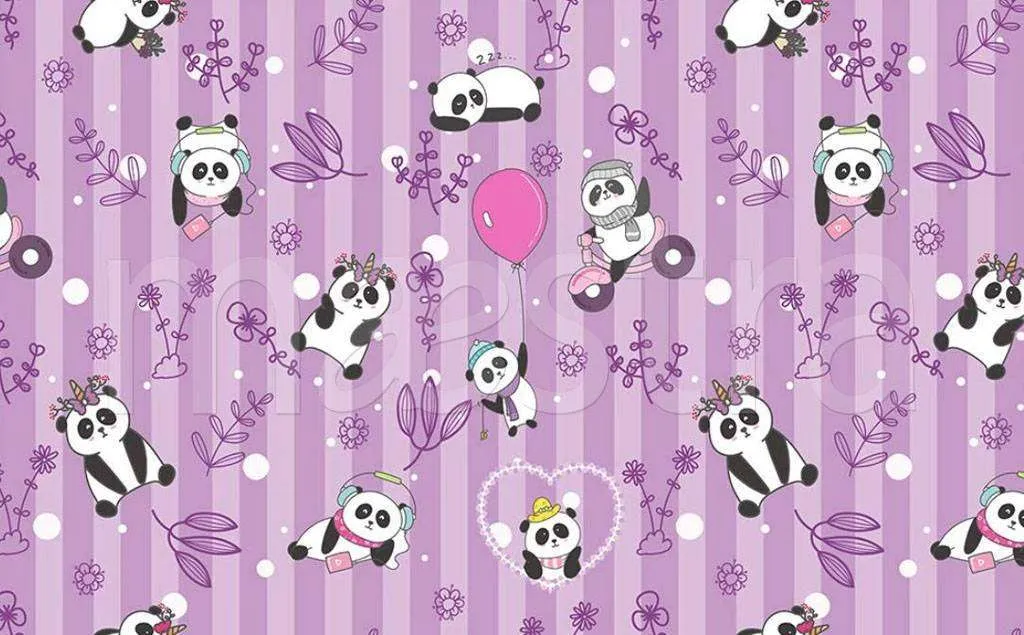 Фотообои в интерьере панды на розовом фоне  15-065 фото