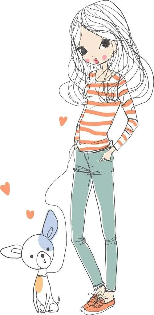 Фотообои в интерьере симпатичная девушка с собакой  12-1249 фото