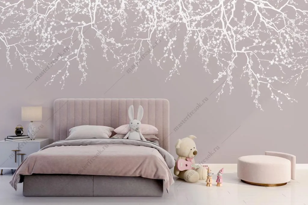 Фотообои в интерьере сакура веточки  13-421 фото