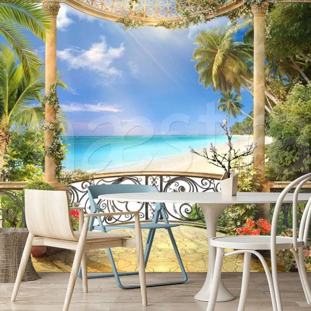 Фотообои Терраса с видом на красивое лазурное море  11-180