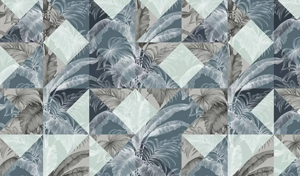 Фотообои в интерьере геометрия в листьях  15-976 фото