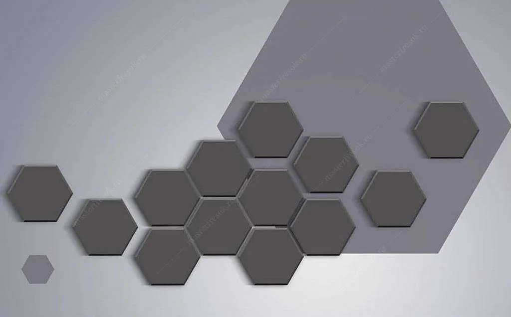 Фотообои в интерьере серый шестигранник  15-696 фото