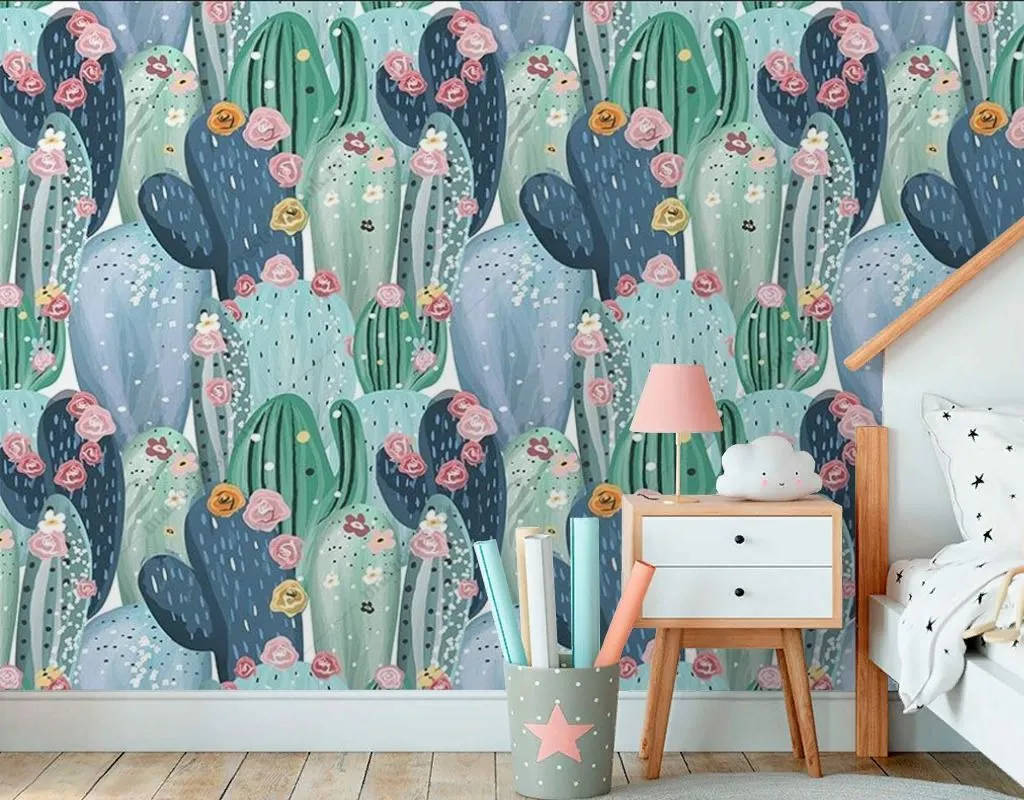 Фотообои в интерьере веселые кактусы  9-1838 фото