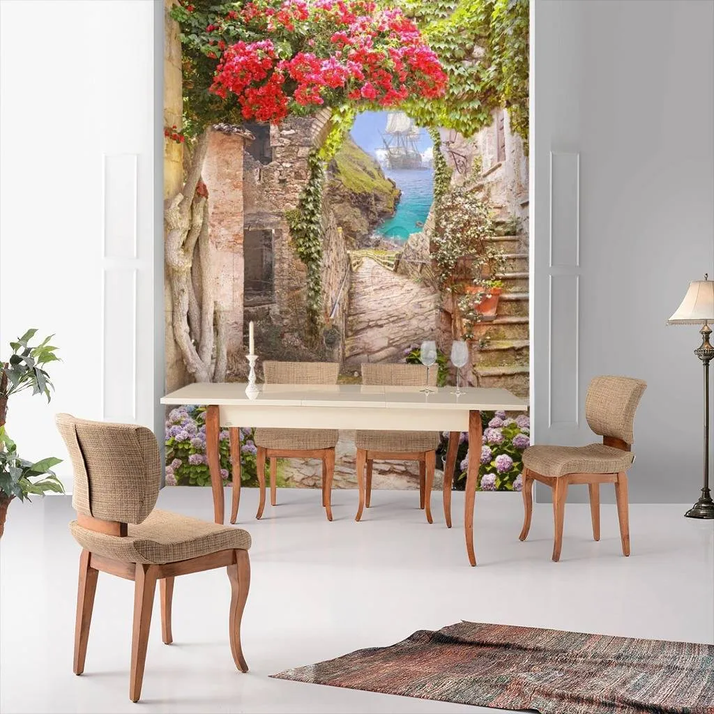 Фотообои в интерьере узкая улочка ведущая к пляжу  5-077 фото