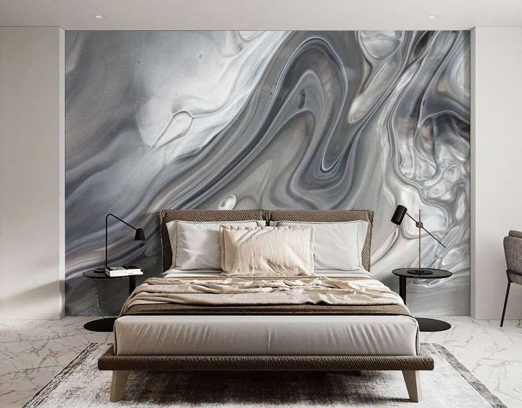 Фотообои в интерьере серый флюид арт  9-1535 фото
