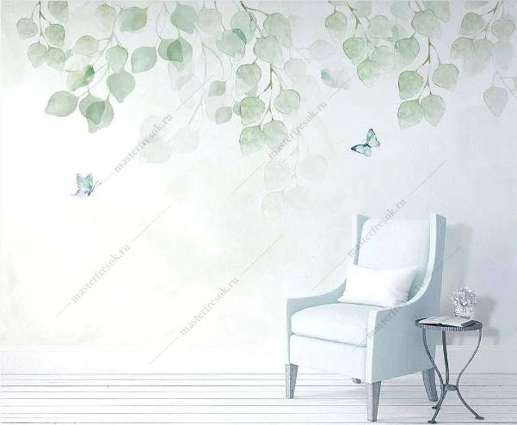 Фотообои в интерьере нежные веточки  16-181 фото