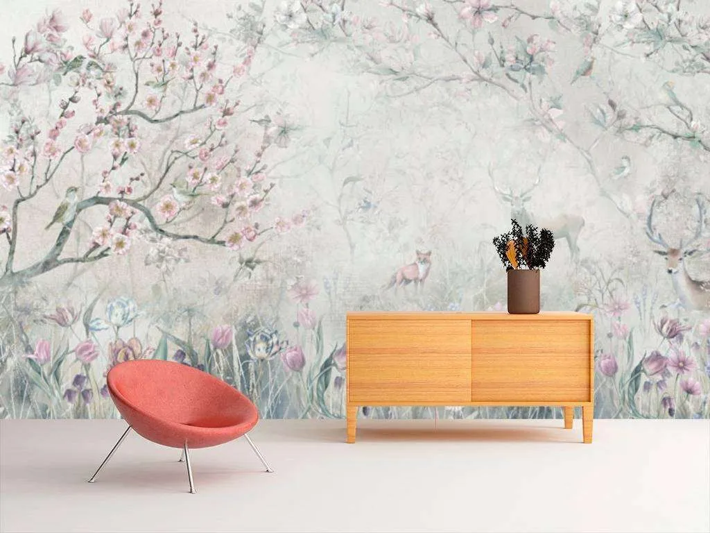 Фотообои в интерьере цветущая поляна  13-060 фото