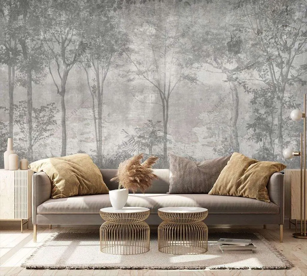 Фотообои в интерьере темно серый лес  9-1480 фото