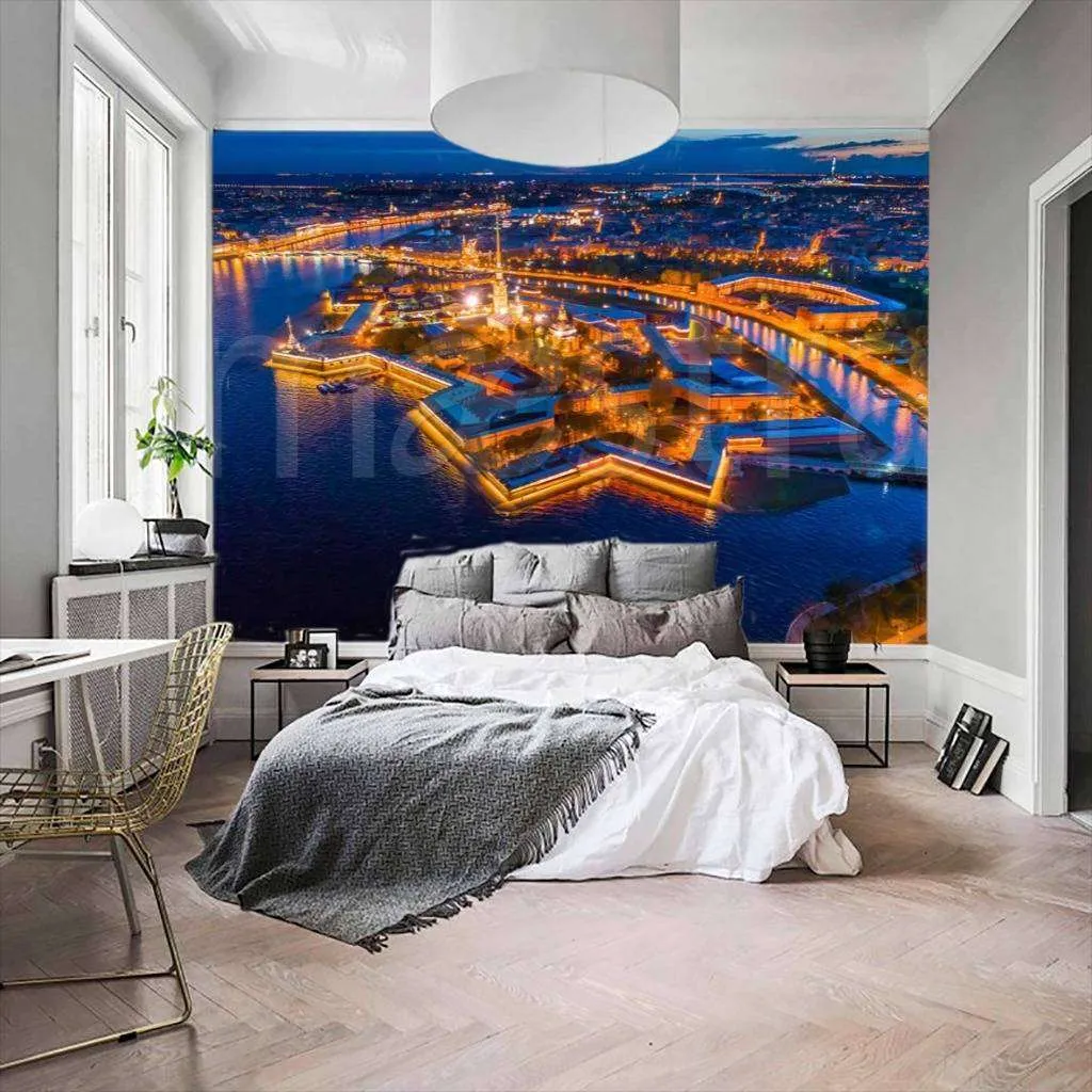 Фотообои в интерьере панорама санкт петербурга  9-681 фото