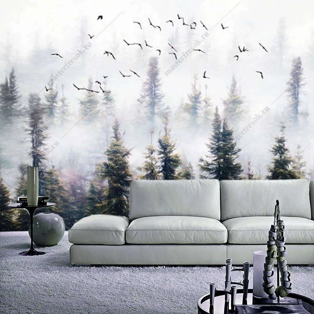 Фотообои Бесшовные обои на стену:  Туманный лес. Артикул: 15-861  