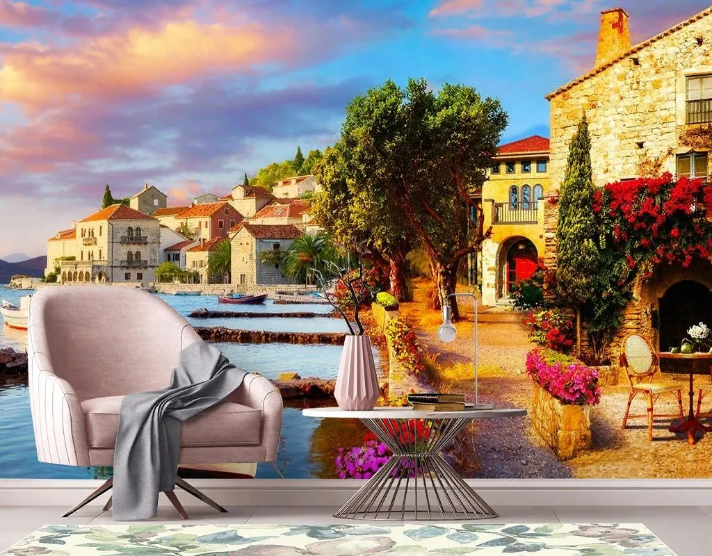 Фотообои в интерьере лодки в италии  9-2069 фото