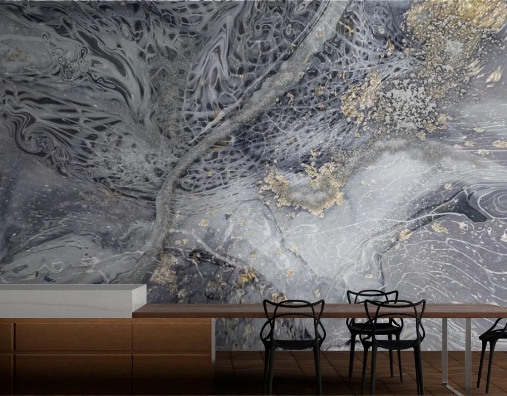 Фотообои в интерьере флюид черное золото  13-459 фото