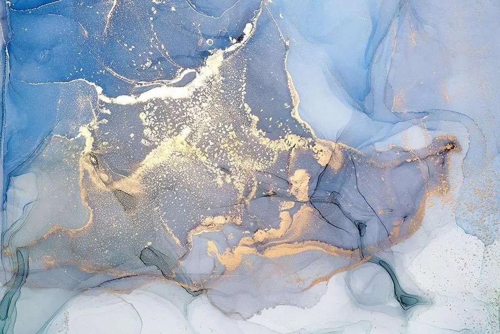 Фотообои в интерьере ярко-синий флюид арт  9-1617 фото