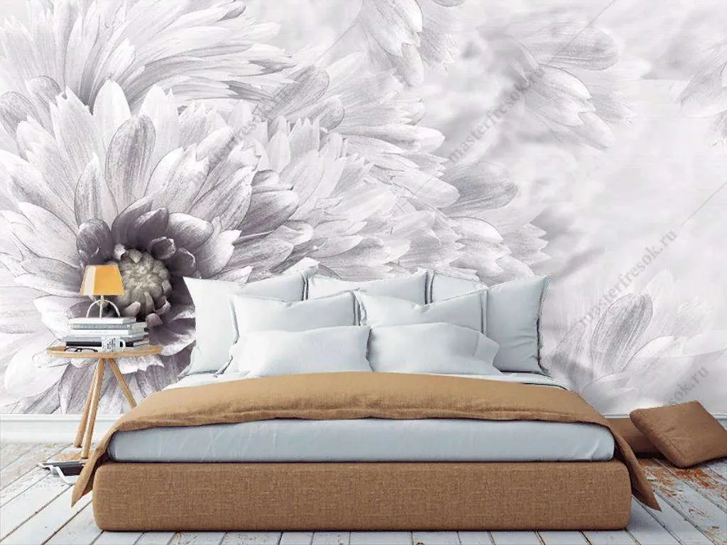Фотообои в интерьере хризантема  10-865 фото