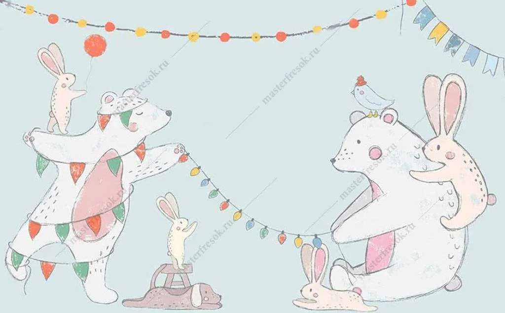 Фотообои в интерьере рождественские мишки  16-039 фото