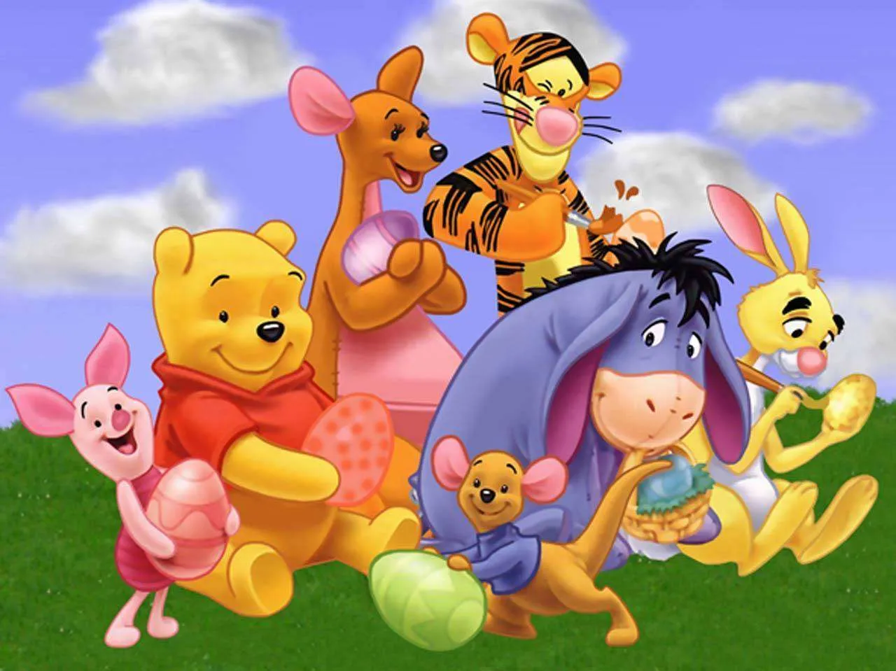 Фотообои в интерьере винни пух, тигра и пятачок  12-266 фото