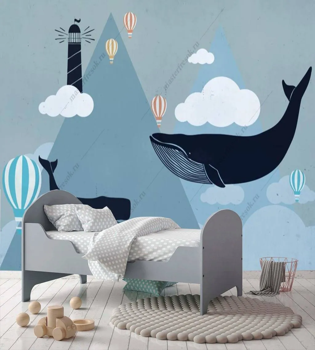 Фотообои Киты и воздушные шары  16-027