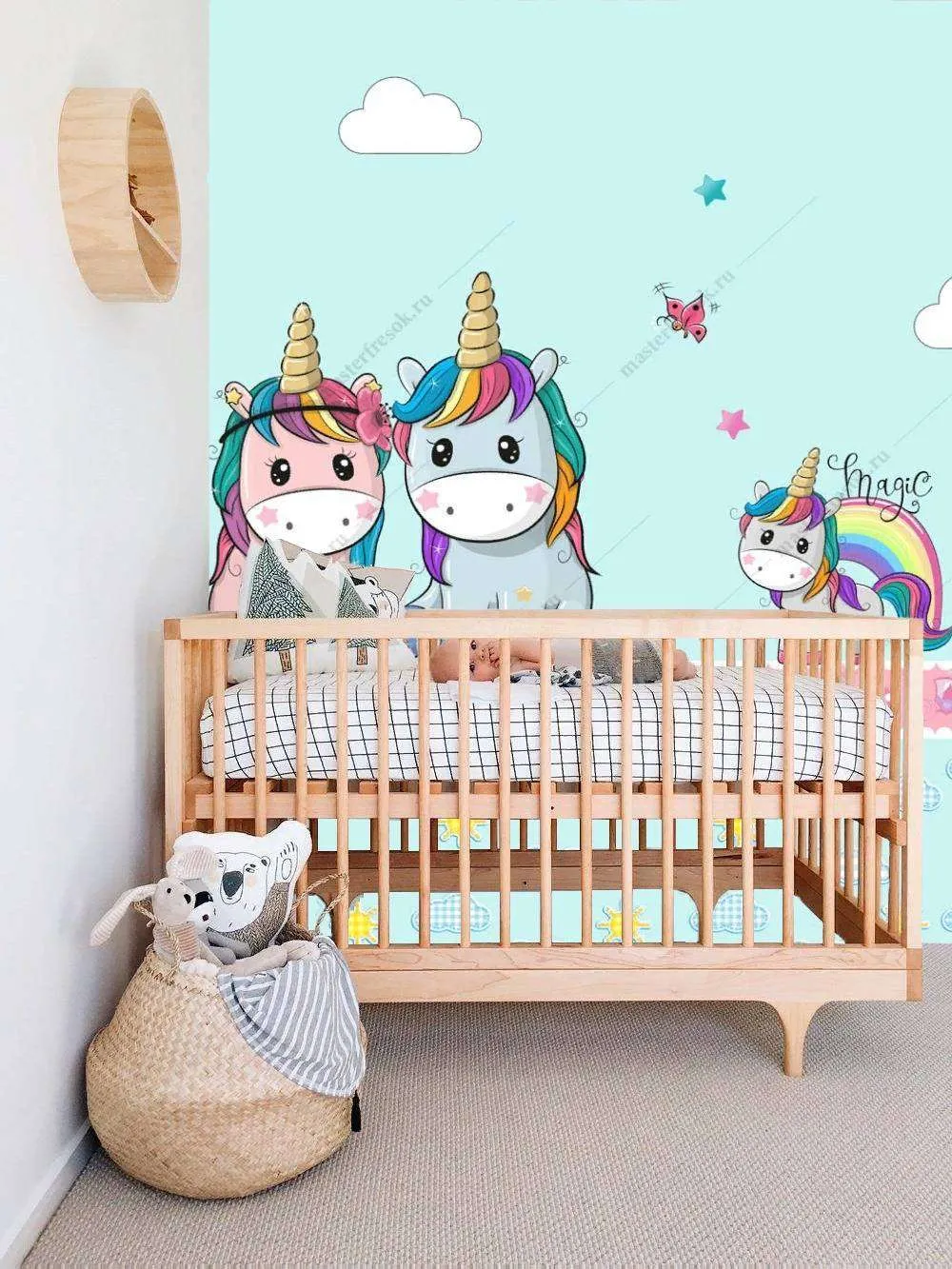 Фотообои в интерьере единороги малыши  12-865 фото