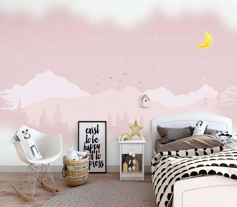 Фотообои в интерьере сказочная ночь в горах  15-265 фото