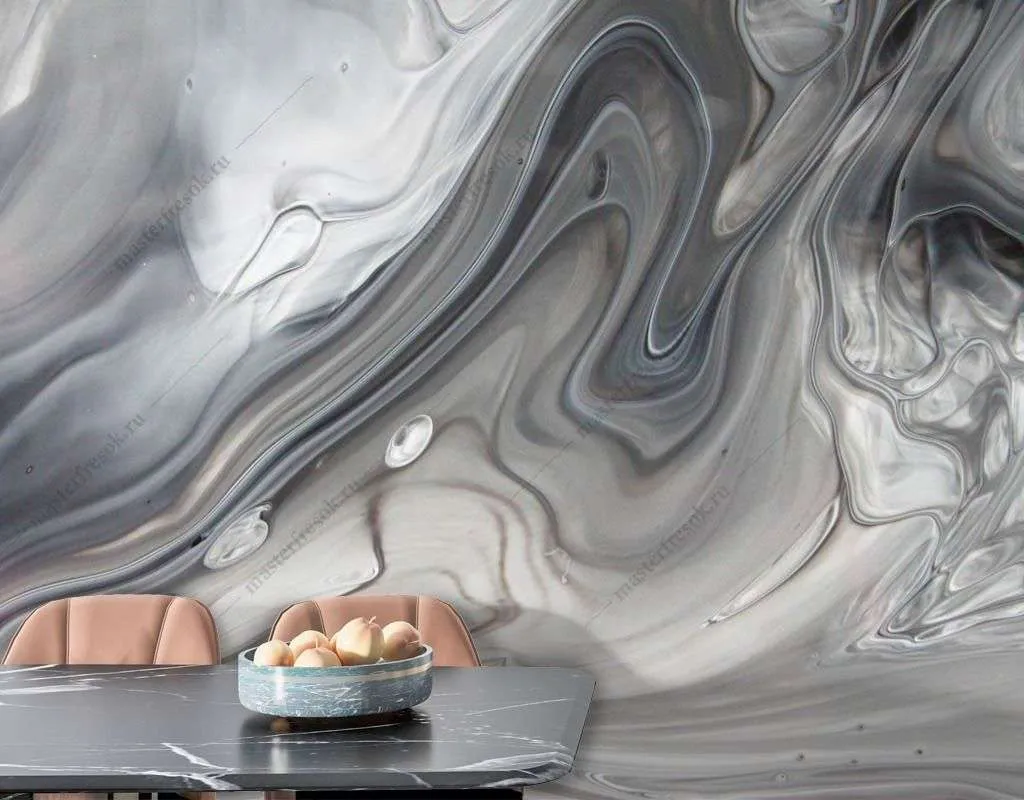 Фотообои в интерьере серый флюид арт  9-1535 фото