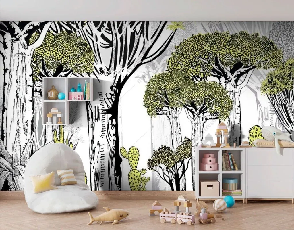 Фотообои в интерьере баобабы и кактусы  12-1517 фото