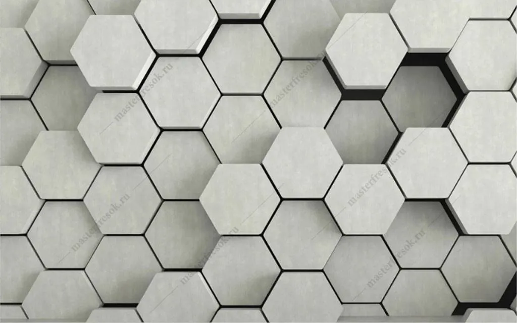 Фотообои в интерьере шестиугольник  15-817 фото