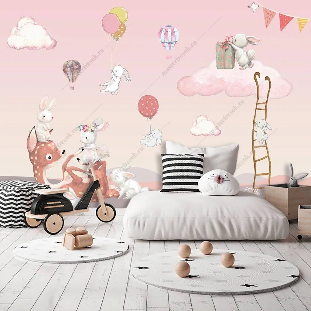 Фотообои Олененок и зайчики  14-112