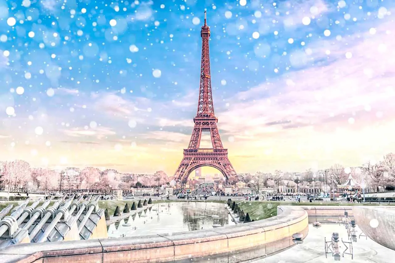 Фотообои в интерьере париж зимой  9-729 фото