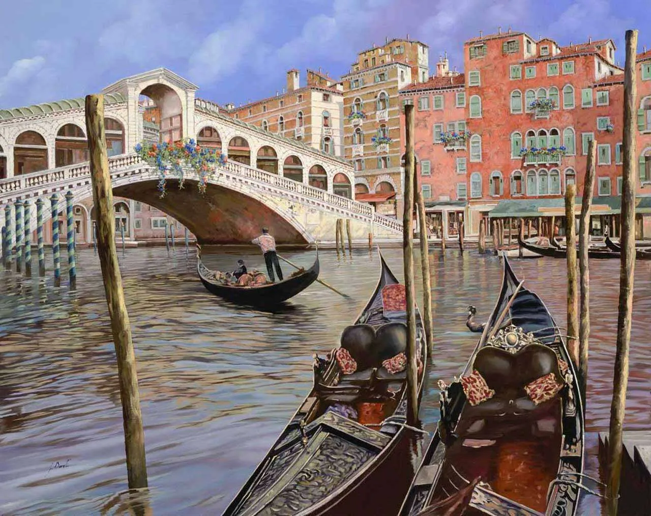 Фотообои в интерьере канал венеции  8-097 фото