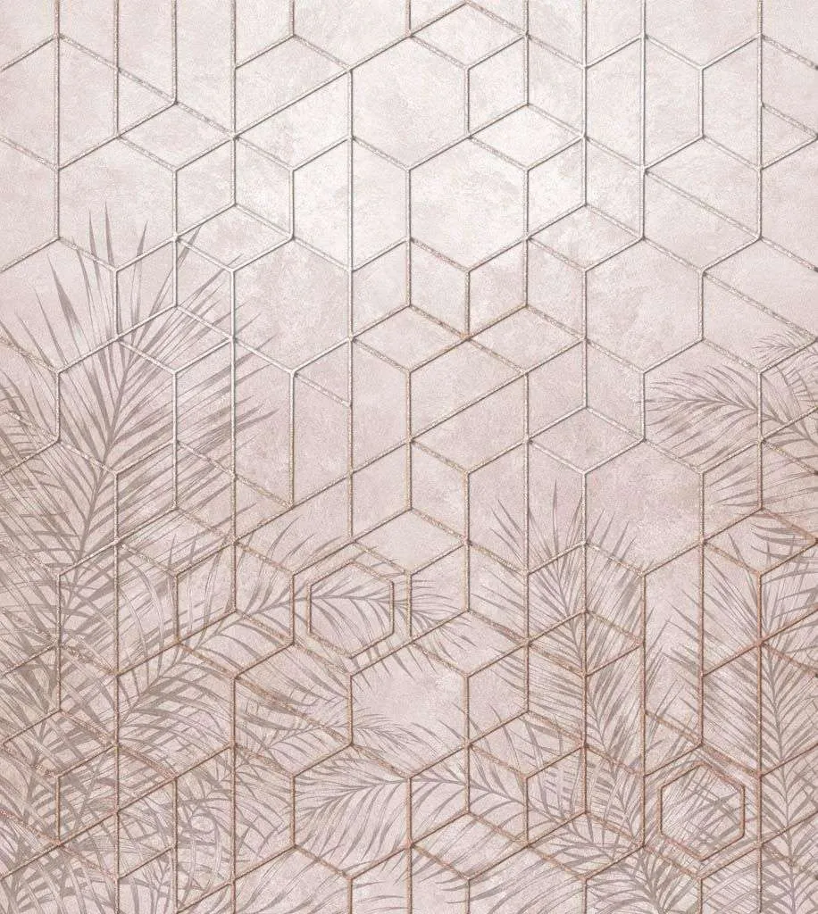 Фотообои в интерьере листья и геометрия  10-774 фото