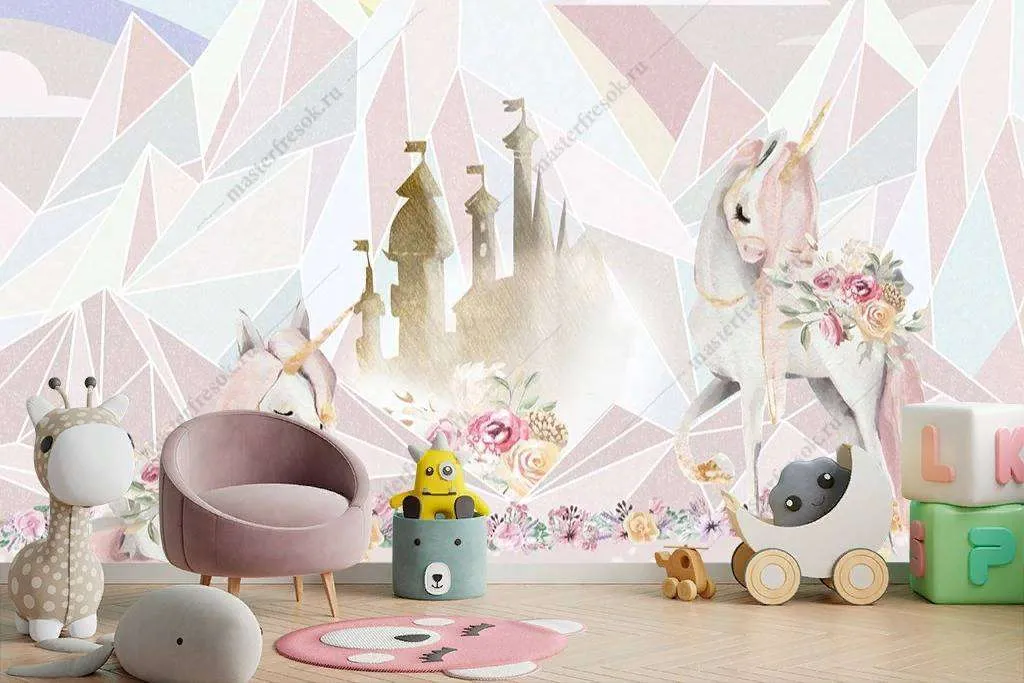 Фотообои в интерьере горы и единороги  14-091 фото