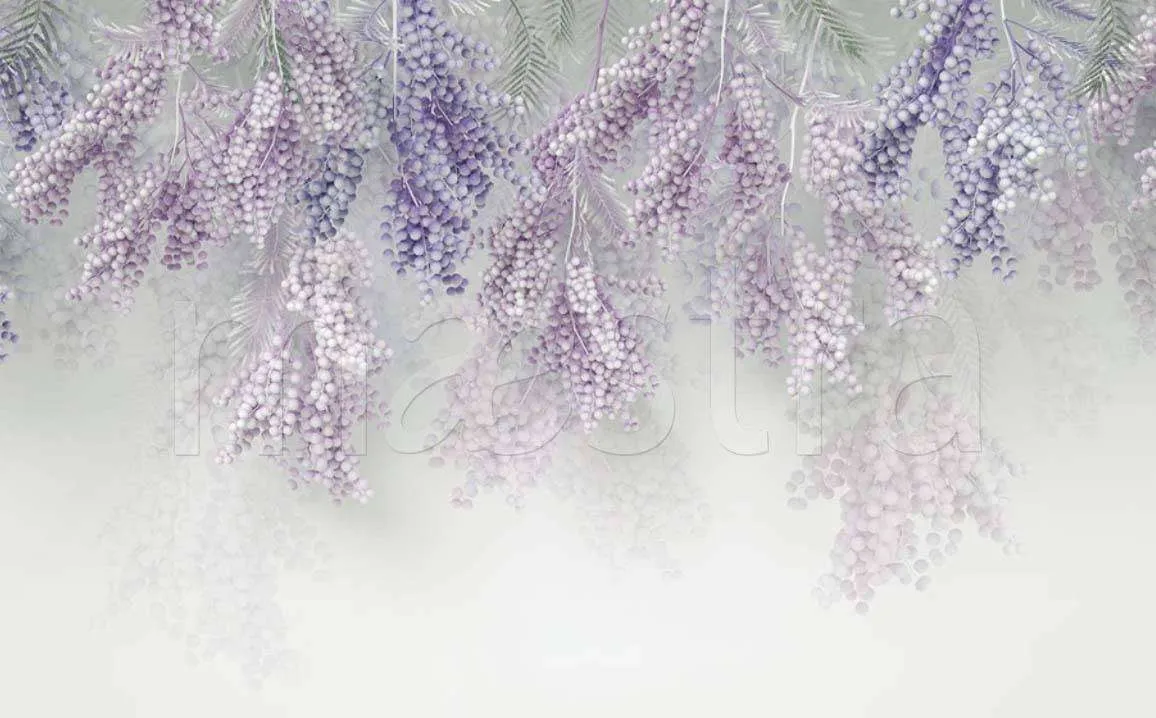 Фотообои в интерьере 3д сиреневые цветы  15-039 фото