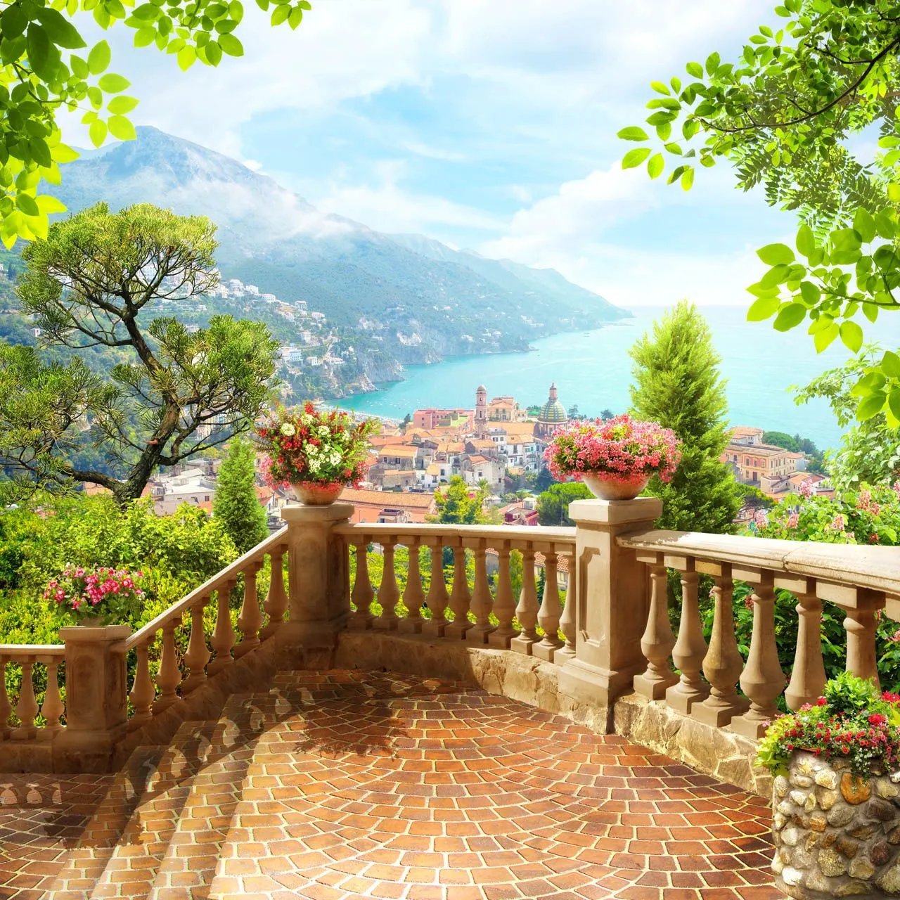 Фотообои в интерьере терраса с видом на море  19-0071 фото