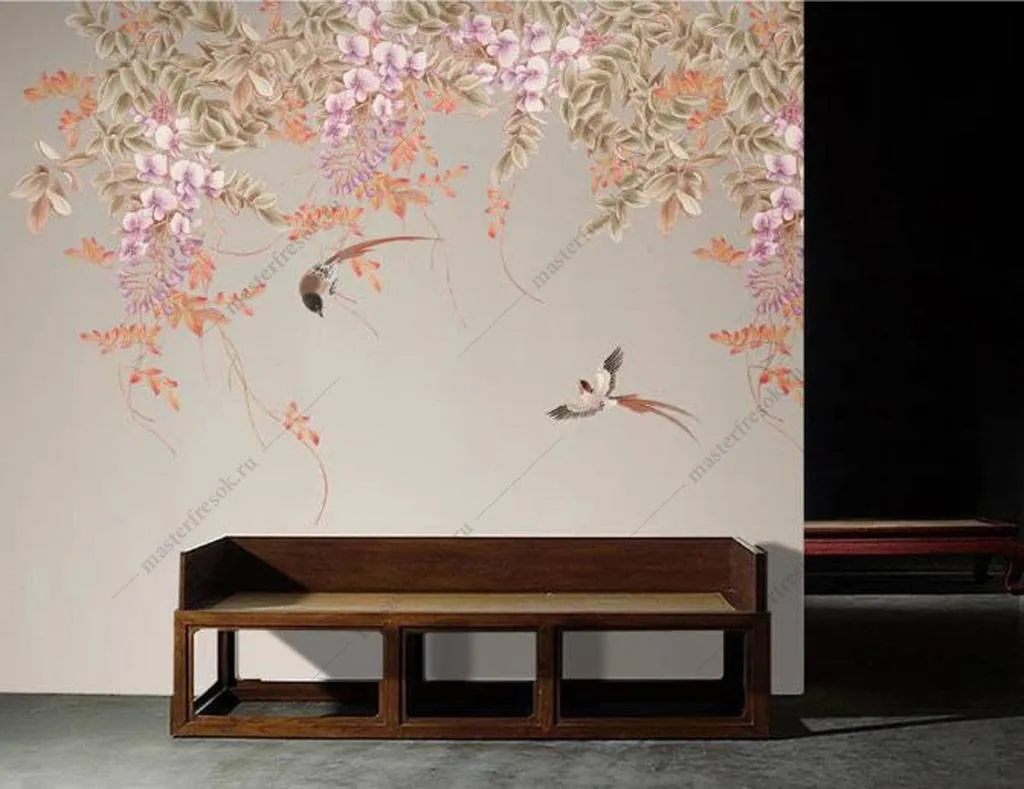 Фотообои Птицы в цветах  15-942