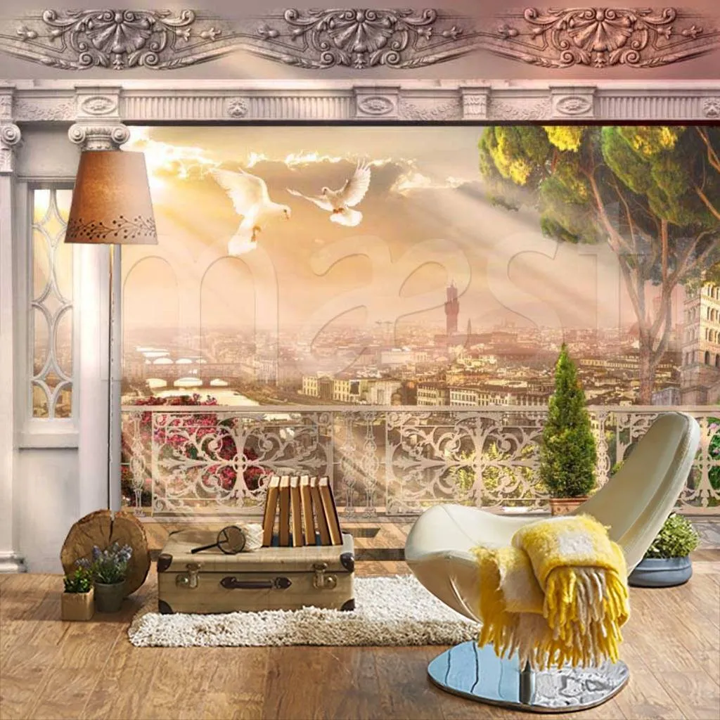 Фотообои Голуби над городом  6-070